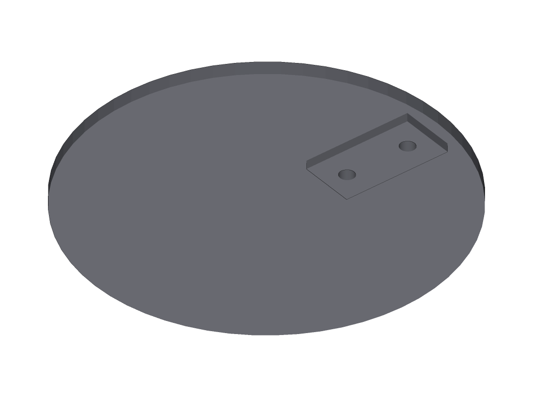 Underside of the top plate showing the raised boss and two mounting holes