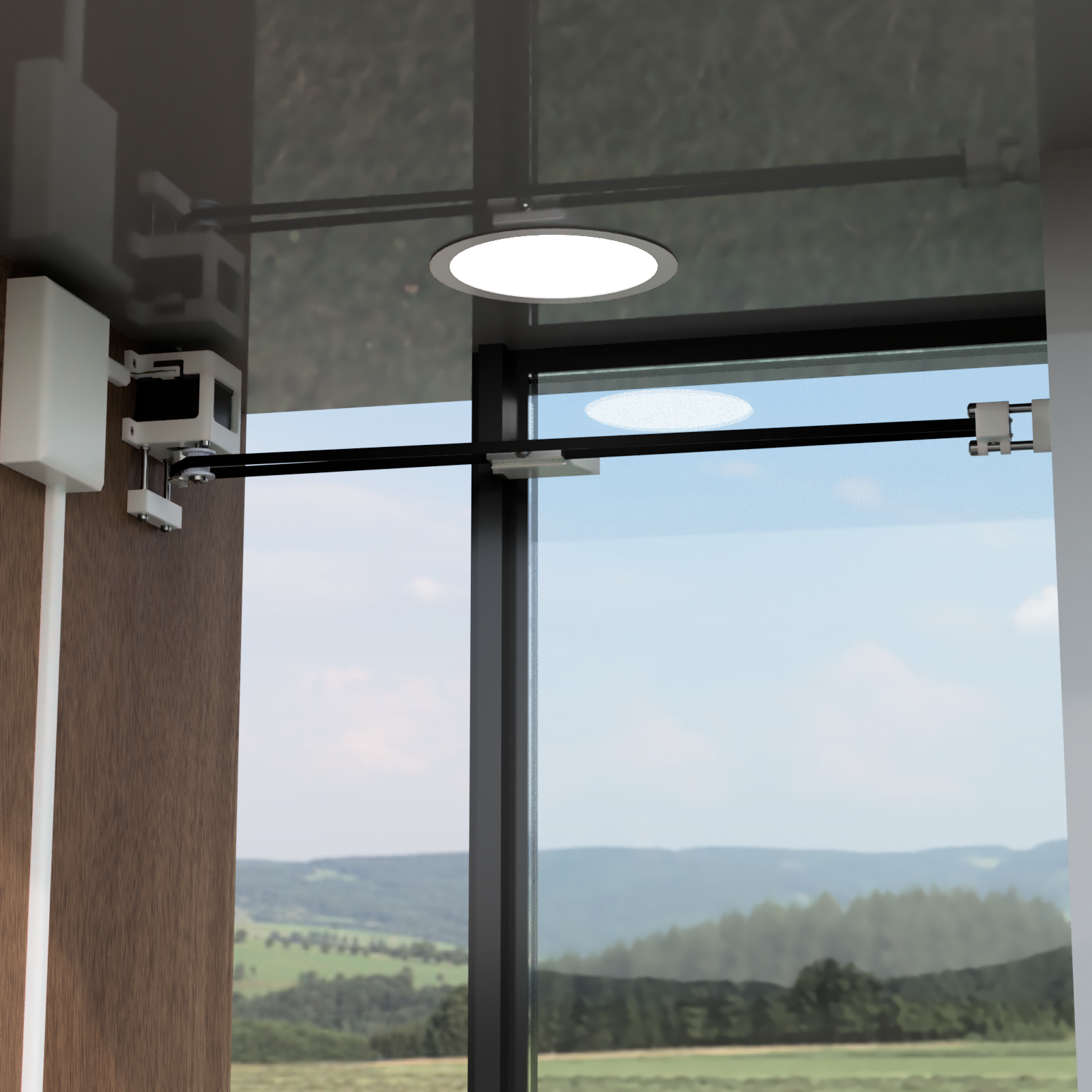The opener installed in situ on a bedroom window